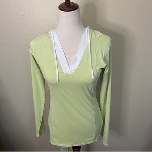 Columbia Omni Freeze Green with White V-Neck Long Sleeve Hoodie Size XS
